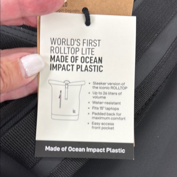 NWT GOT BAG Black Roll-Top Backpack - Picture 7 of 7